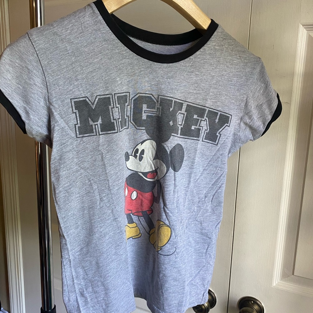Disney Mickey Mouse Gray and Black Short Sleeve Tee